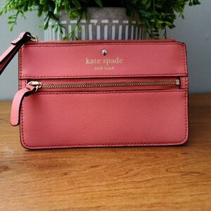 Kate Spade Leather Pink Coral Wristlet
